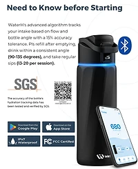 WaterH 24 oz. Insulated Smart Water Bottle with Hydration Tracking