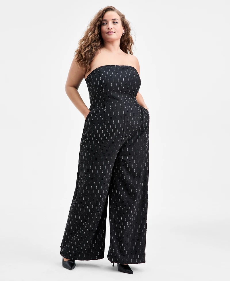 Bar Iii Trendy Plus Embellished Strapless Jumpsuit, Macy's Exclusive