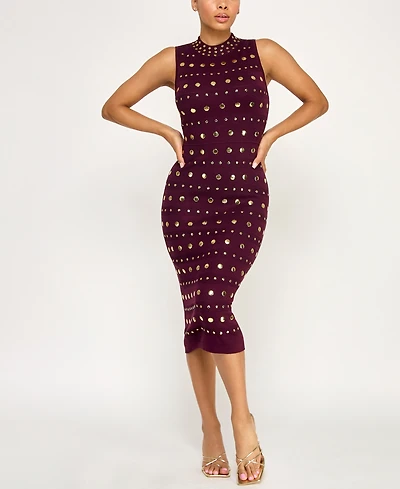 Invitee Juniors' Mock Neck Studded Sweater Dress