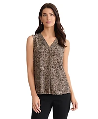 Jones New York Women's Sleeveless V-Neck Pleat Front Top