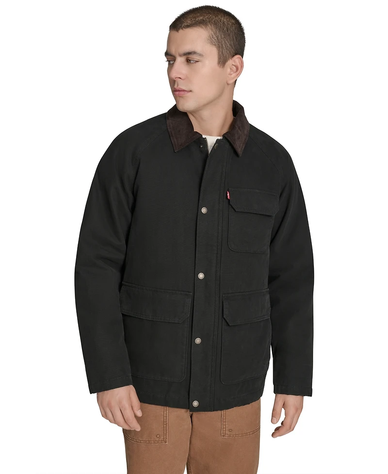 Levi's Men's Cotton Canvas with Corduroy Collar Barn Jacket