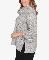 Ruby Rd. Plus Cowl Neck Spacedye Chenille Knit Top