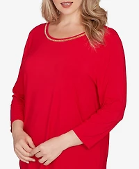Ruby Rd. Plus Embellished Scoop Neck Solid Knit Top