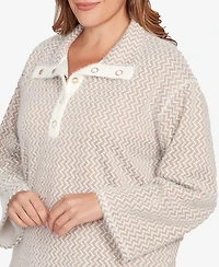 Ruby Rd. Plus Zig Zag Snappy Sweater Knit Top