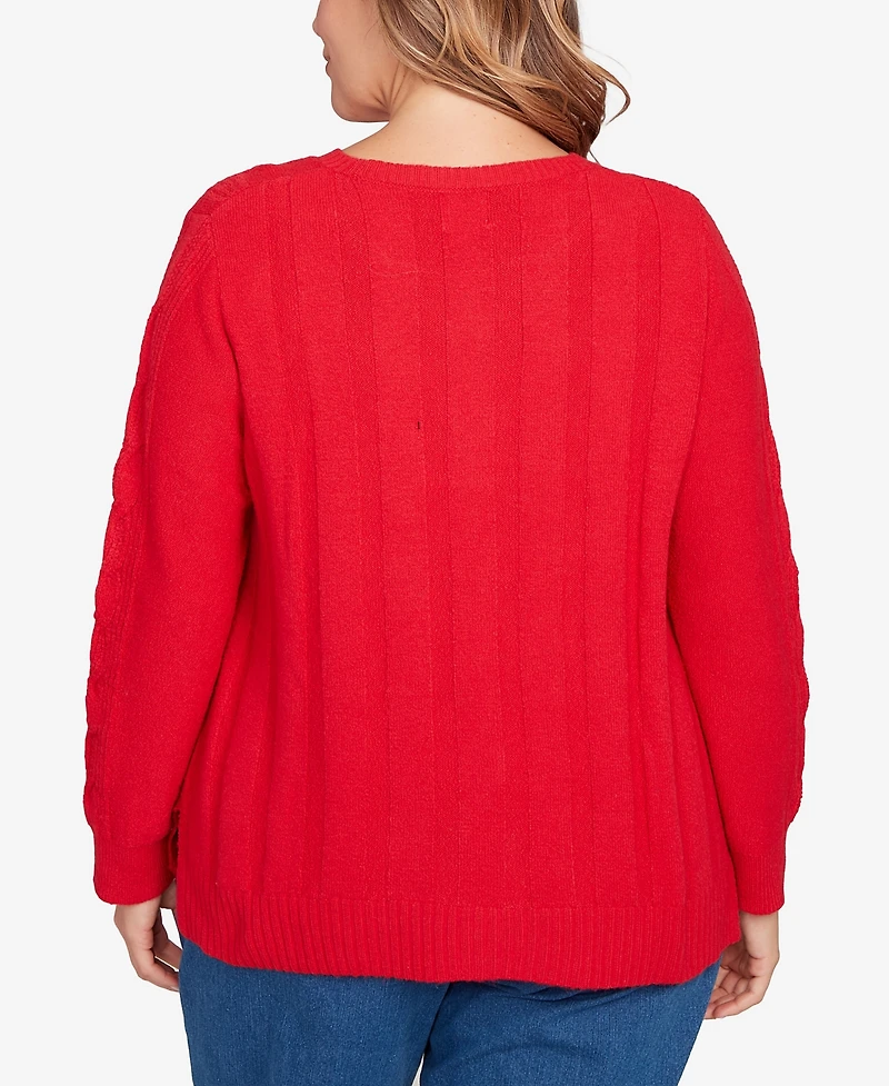 Ruby Rd. Plus Size Mixed Cable Cozy Sweater
