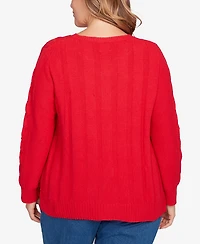 Ruby Rd. Plus Size Mixed Cable Cozy Sweater