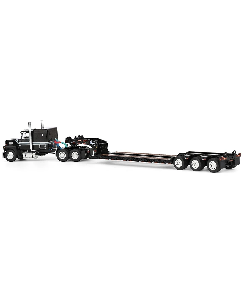 First Gear 1/64 Black Ford Ltl 9000 Fontaine Magnitude Tri-axle Lowboy Trailer Dcp