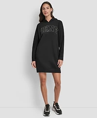 Dkny Women's Exploded Rhinestone Varsity Logo Hoodie Sneaker Dress