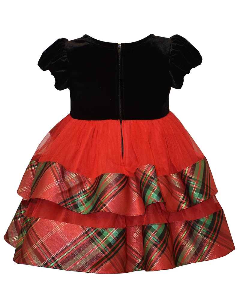 Bonnie Baby Girls Tiered Plaid Dress
