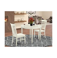East West Furniture 3 Pc Table and chair set for 2-Dinette Table and 2 Kitchen Chairs