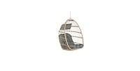 Flynama 55 Inch Dark Gray Rattan Egg Swing Chair with Stand and Deep Gray Cushion