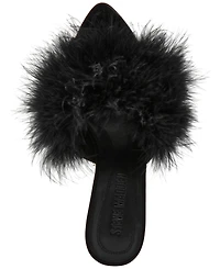 Steve Madden Women's Ashbey Feather Stiletto Dress Mules
