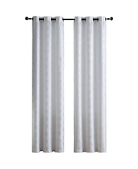 Kate Aurora Contemporary Living 2 Pack Semi Sheer Geometric Grommet Top Curtain Panels - White