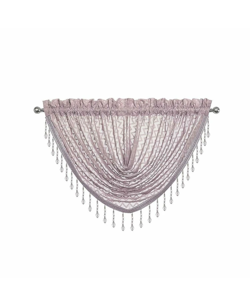 Kate Aurora Elegant Crystal Beaded Chevron Design Window Valances & Curtain Panels - 54 in. W x 38 in. L, Soft Plum