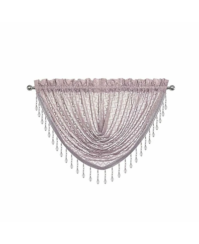 Kate Aurora Elegant Crystal Beaded Chevron Design Window Valances & Curtain Panels - 54 in. W x 38 in. L, Soft Plum