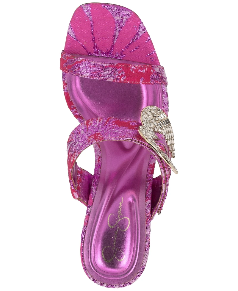 Jessica Simpson Women's Orrieta Heart Buckle Slip On Dress Sandals