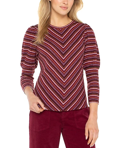 Liverpool Los Angeles Women's Striped Crewneck Top