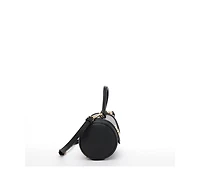 Susu Women's Top Handle Leather Crossbody Bag Convertible Cylinder Shoulder & Evening Purse with Gold Hardware and Detachable strap