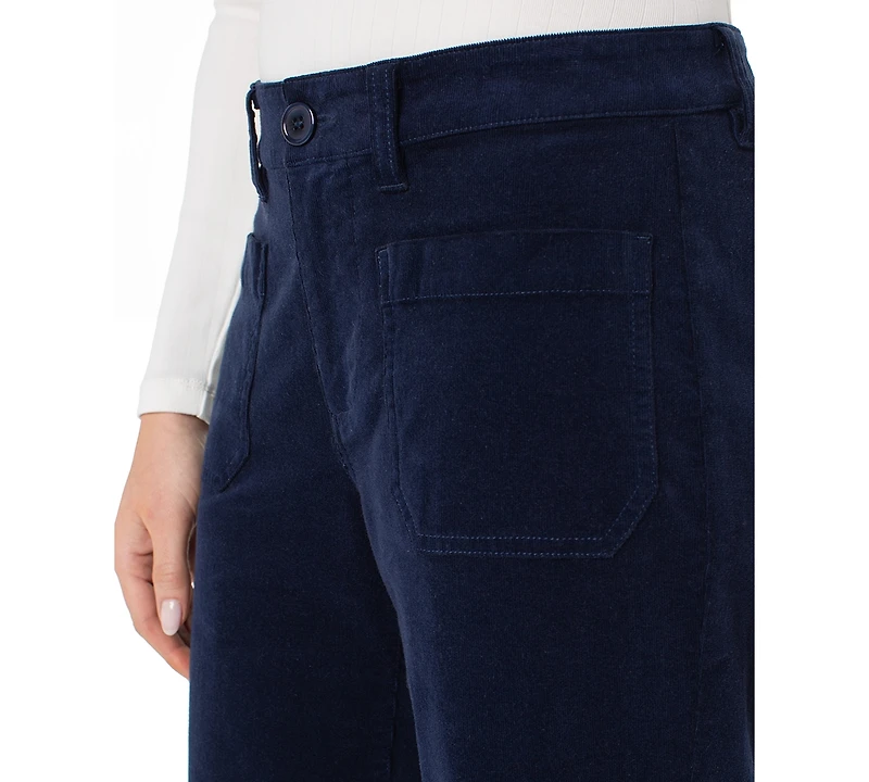 Liverpool Los Angeles Women's Mid-Rise Crop Wide-Leg Corduroy Pants