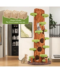 Gymax 90.5'' Tall Multifunctional Cat Tree w/ Private Condos Sisal Covered Scratching Panel