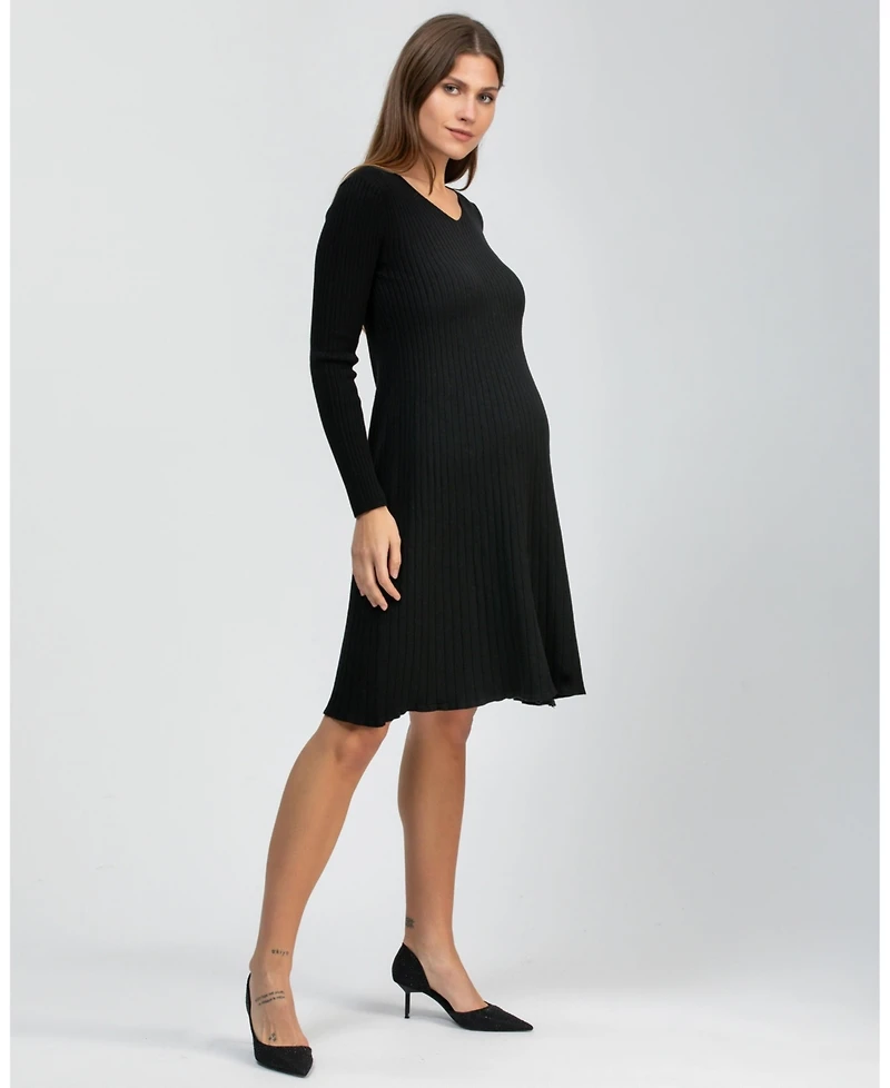 Pietro Brunelli Maternity Flared Knee-Length Bianca Dress with V-Neck