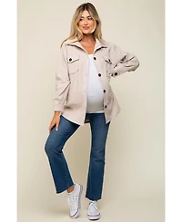 Pinkblush Maternity Beige Fleece Double Front Pocket Jacket