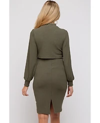 Pinkblush Maternity Olive Rib Knit Mock Neck Nursing Dress