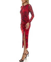 Taylor Women's Side Ruched Mesh Bodycon Dress