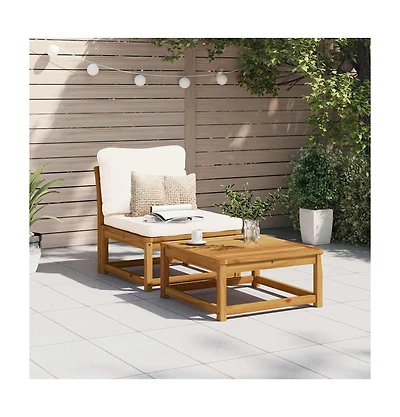 Garden Sofa Acacia wood color, Cream white