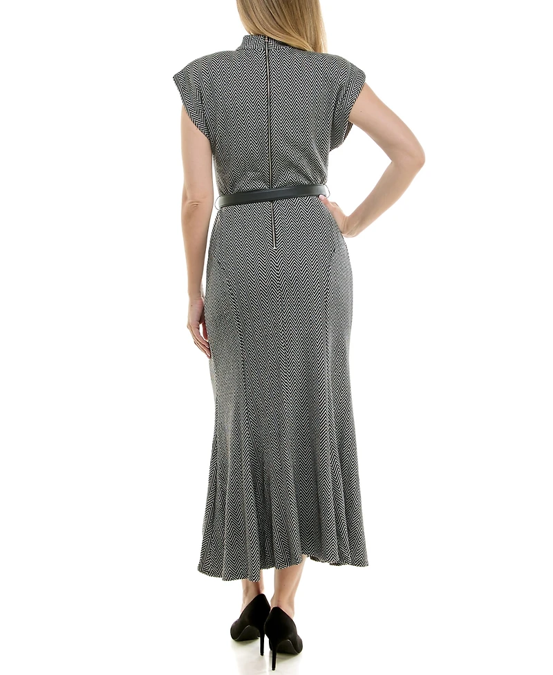 Taylor Women's Belted Mock Neck Dress