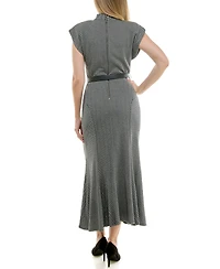 Taylor Women's Belted Mock Neck Dress