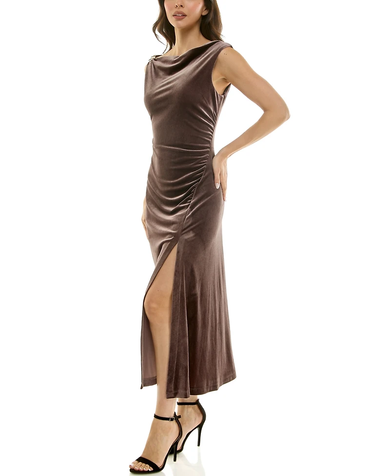 Taylor Women's Draped Velvet Gold Accent Dress