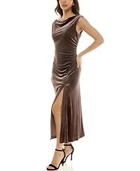 Taylor Women's Draped Velvet Gold Accent Dress