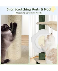 Gymax 45'' Tall Cat Tree Flower Multi-level Pet Activity Center Furniture w/Sisal Post