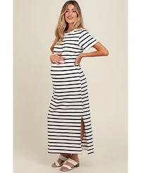 Pinkblush Maternity White Striped Side Slit Maxi Dress