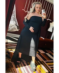 Pinkblush Maternity Light Blue Ribbed Sleeveless Dress Cardigan Set