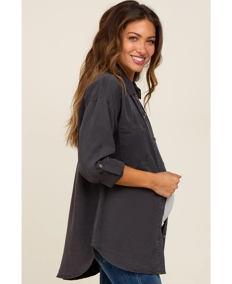 Pinkblush Charcoal Button Down Maternity Top
