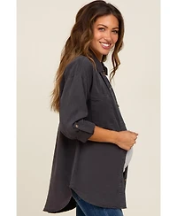 Pinkblush Charcoal Button Down Maternity Top
