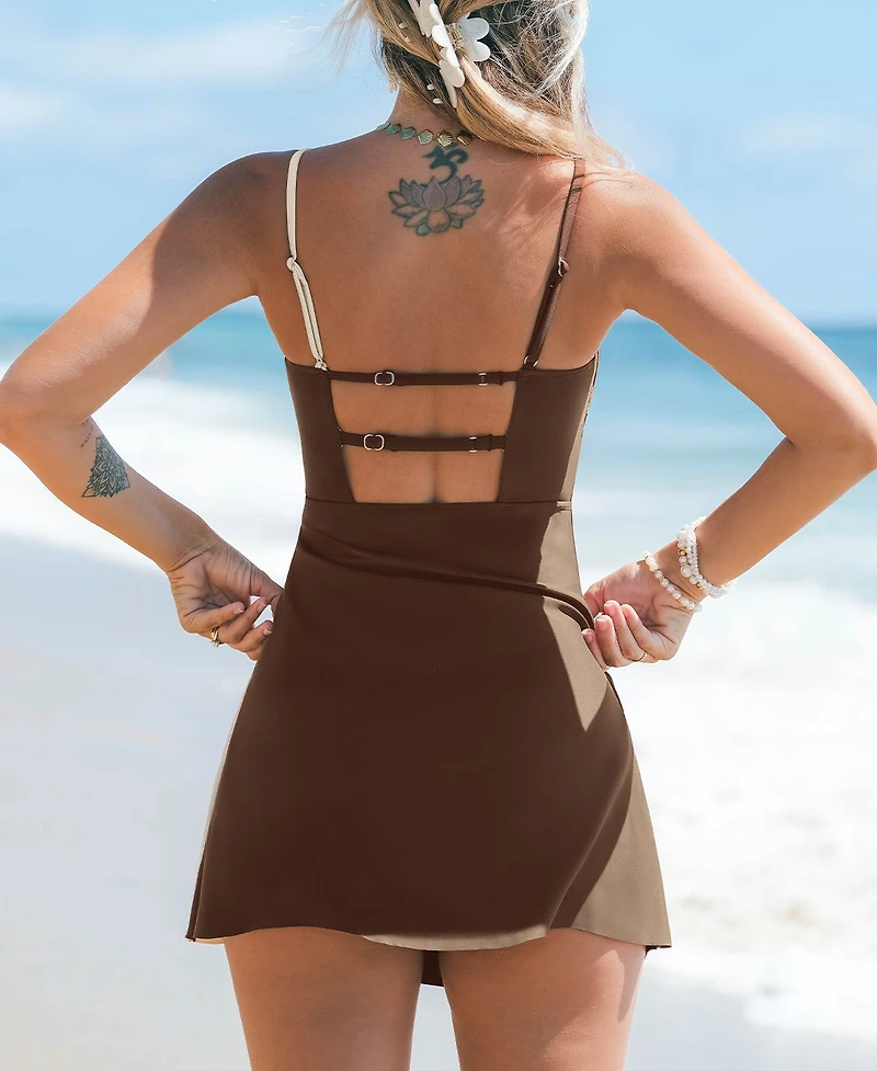 Cupshe Women's Chic Strappy Color Block Swimdress