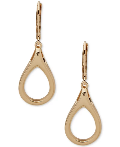 Anne Klein Gold-Tone Open Orbital Teardrop Design Drop Earrings