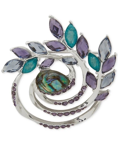 Anne Klein Glass Stones Swirl Cluster Motif Pin