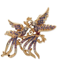 Anne Klein Multi-Stone Love Birds Purple Motif Pin
