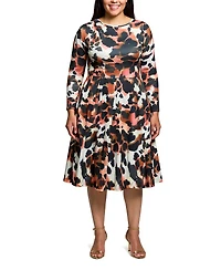 24seven Comfort Apparel Plus Long Sleeve Midi Dress