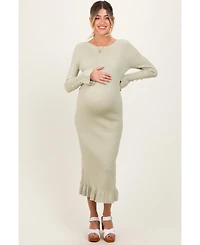 Pinkblush Black Ribbed Knit Bow Back Maternity Maxi Dress