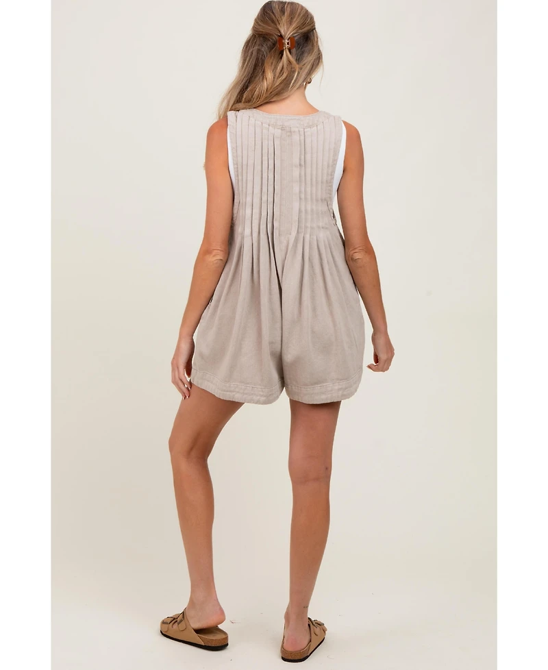 Pinkblush Maternity Deep V-Neck Pleated Front Tie Sleeveless Romper