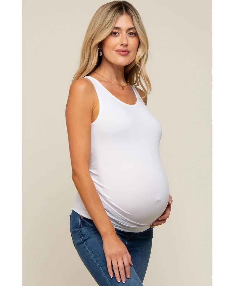 Pinkblush White Basic Seamless Maternity Tank