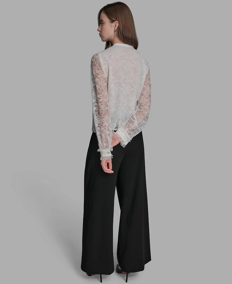 Bcbg Women's Long Sleeve Lace with Rhinestone Top