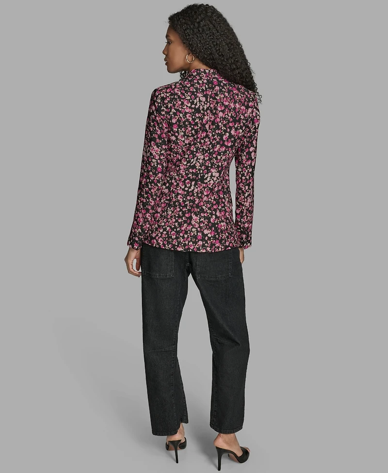 Bcbg Women's Printed One Button Long Sleeve Blazer