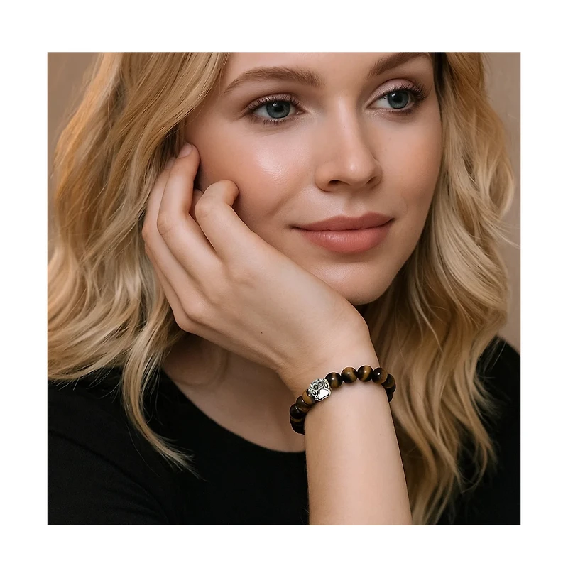 PawZee Tiger's Eye Paw Print Charm Bracelet