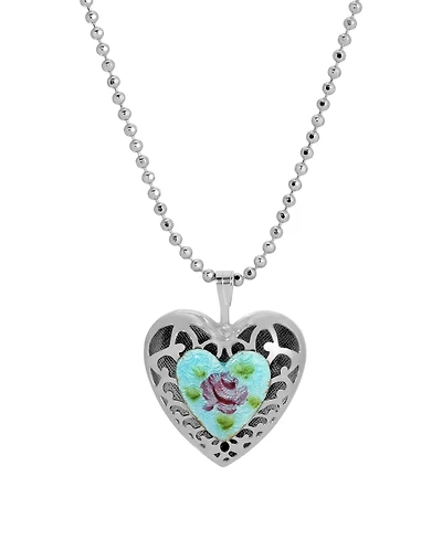 2028 Enamel Floral Heart Necklace